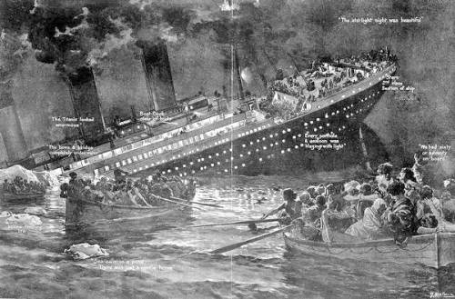 Matandang paglalarawan ng paglubog ng Titanic sa unang paglalayag pa lamang, April 15, 1912.